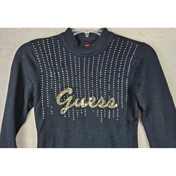 Guess Women's Long Sleeve Sequins Rhinestone Sweater Dress Size S - Picture 2 of 4